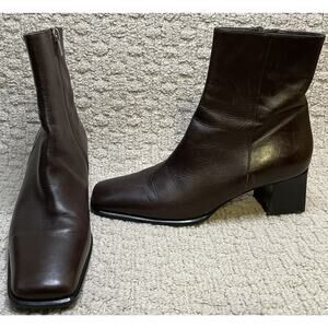 Bally Brown Calf Leather Frolla Ankle Boots US 9M Zip 39.5 Italy